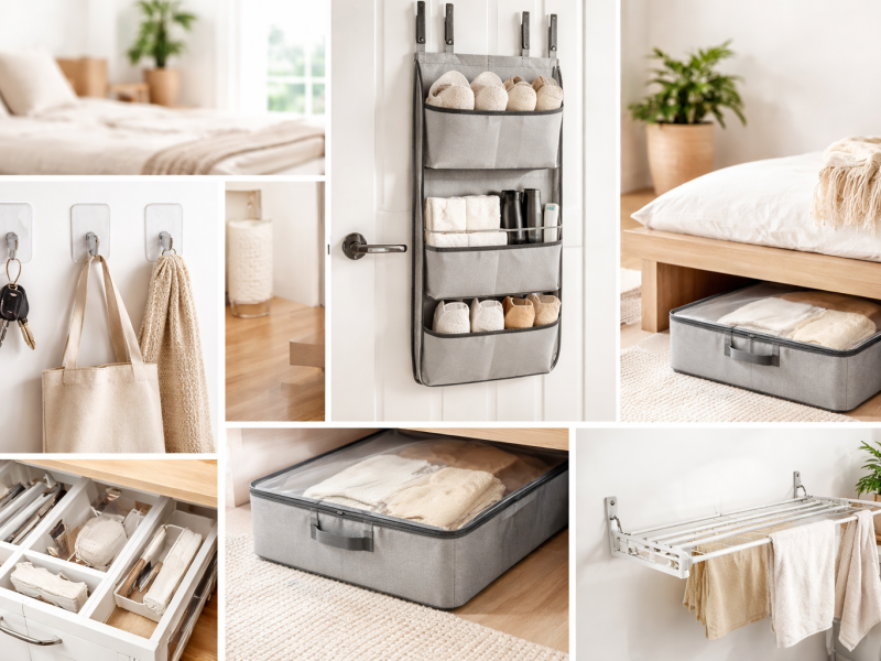 accessoires gain de place pour petit appartement avec solutions de rangement pratiques